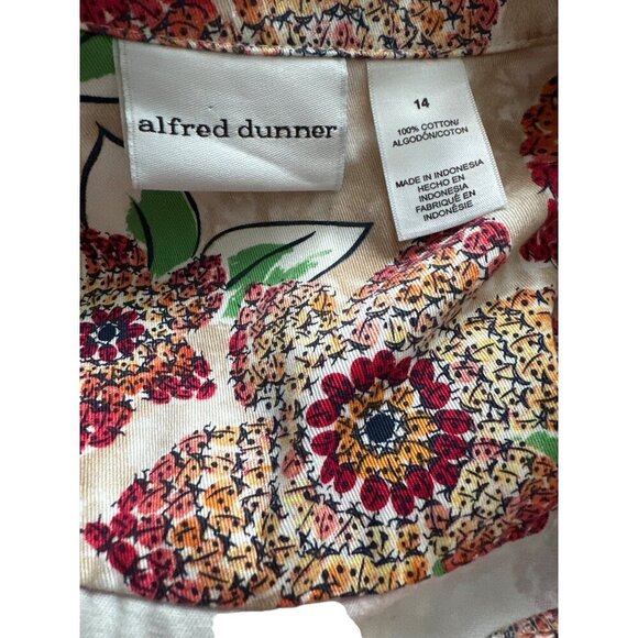Alfred Dunner Jacket Butterflies Flower Cotton POCKETS Unlined Button Up Size 14 - Picture 5 of 5